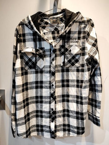 HARLEY DAVIDSON Hooded Plaid Textile SHIRT, XXL