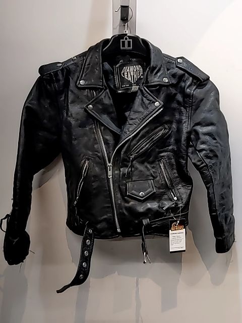 DIAMOND LEATHER Biker Classic Leather JACKET, MED