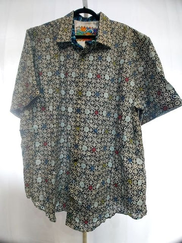 ROBERT GRAHAM Short Sleeve Button Up Textile SHIRT, 3XL Tall
