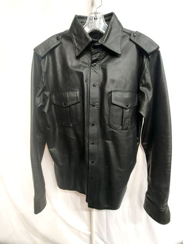 UNBRANDED Long sleeve Snap Up Leather SHIRT, MED