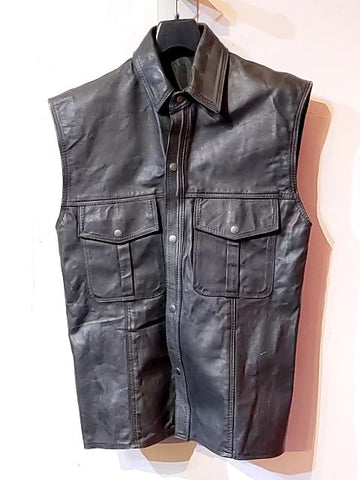 BODY ALIVE Sleeveless leather SHIRT, LRG m 44"