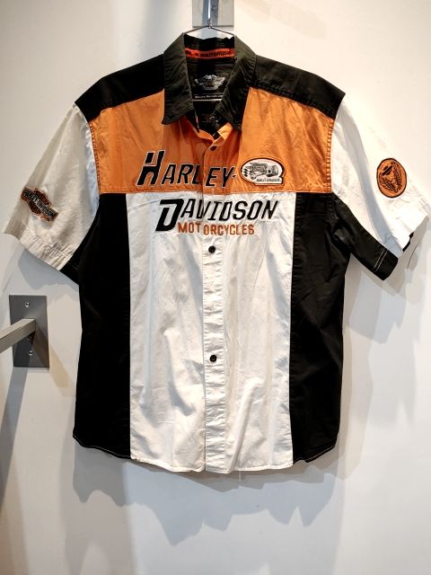 HARLEY DAVIDSON Short Sleeve Button Up Textile SHIRT, XL