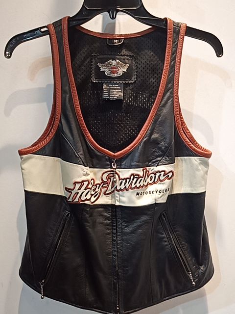 HARLEY DAVIDSON Zip Front Leather VEST, MED
