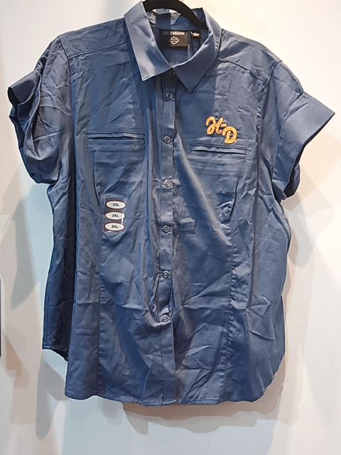 HARLEY DAVIDSON Short Sleeve Button Up Textile SHIRT, 2XL