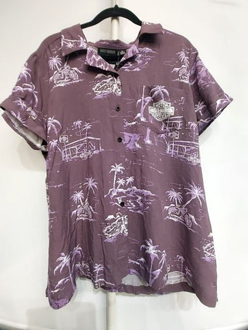HARLEY DAVIDSON Button Up T-Shirt Textile SHIRT, XXL