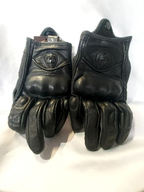 ICON Pursuit Stealth Leather GLOVES, LRG – Re-Rides Moto Gear
