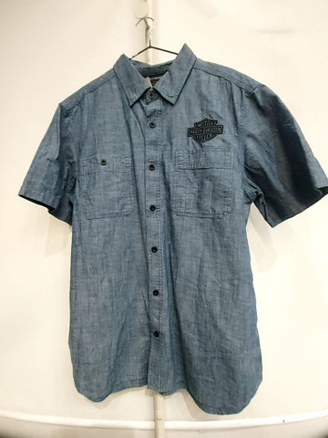 HARLEY DAVIDSON Short Sleeve Button Up Denim SHIRT, LRG