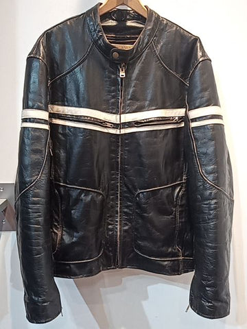 ONE STOP BIKER SHOP Cafe Racer Leather JACKET, LRG