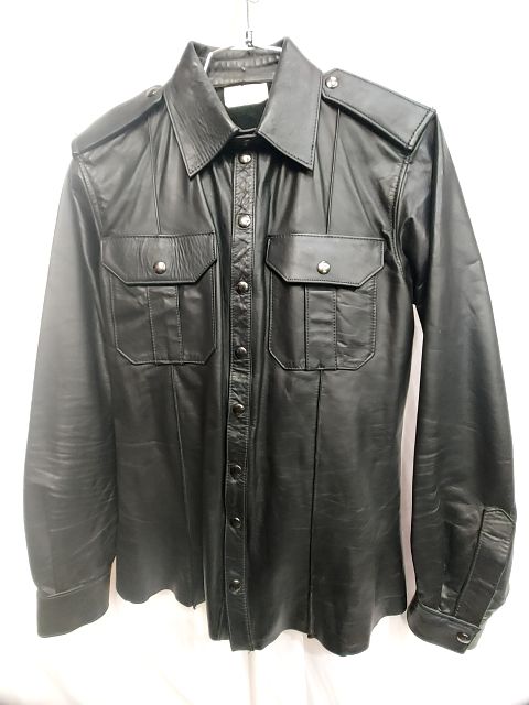 CJ'S LEATHER Long sleeve Snap Up Leather SHIRT, MED