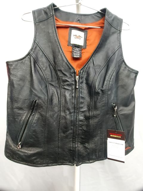 HARLEY DAVIDSON Zip Front Leather VEST, LRG