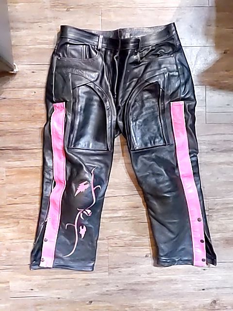 RUBBER SIDE DOWN Overpant leather PANTS, XL w 40"