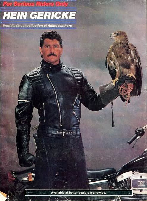 Hein Gericke while riding with a live eagle