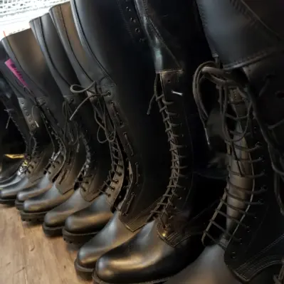 Presenting an interesting collection of unworn ALBERTA BOOT CO. Strathcona Patrol Boots.